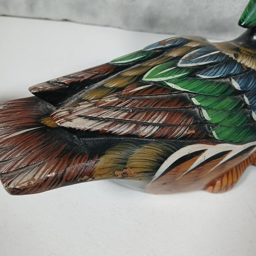 Vintage Wood Duck Decoy Set Multi Color Folk Art Decor Hand Painted